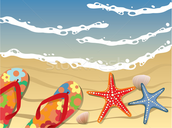 снарядов пляж воды счастливым пейзаж океана Сток-фото © graphit
