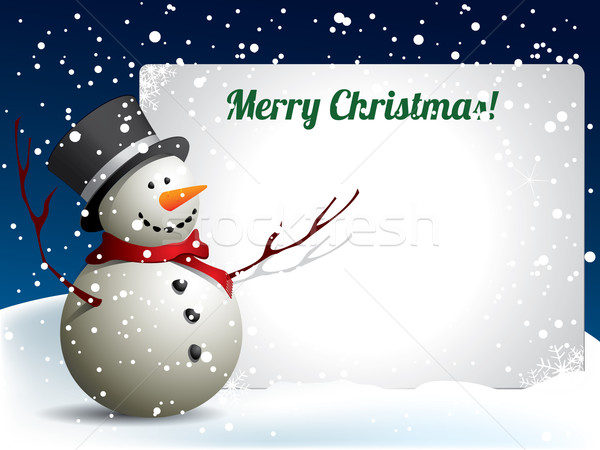 Navidad postal muñeco de nieve árbol fondo blanco Foto stock © graphit