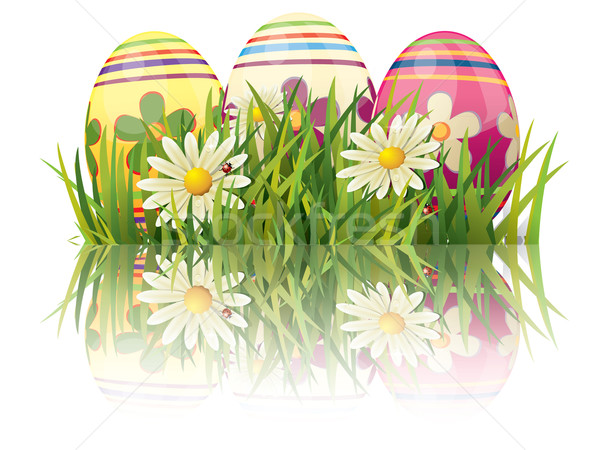 Húsvéti tojások fű tavasz természet terv tojás Stock fotó © graphit