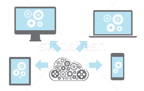 Cloud computing Network Connected all Devices Stock photo © graphit