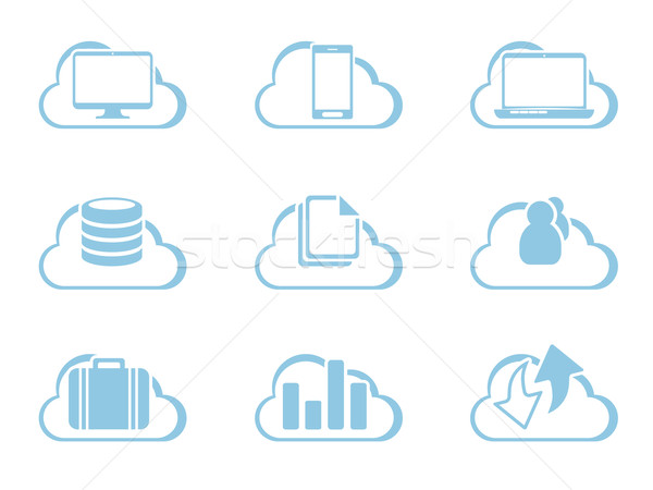 Vektor ikonok felhő alapú technológia internet laptop technológia Stock fotó © graphit