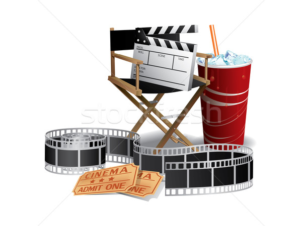 Film directeur stoel star bioscoop ticket Stockfoto © graphit