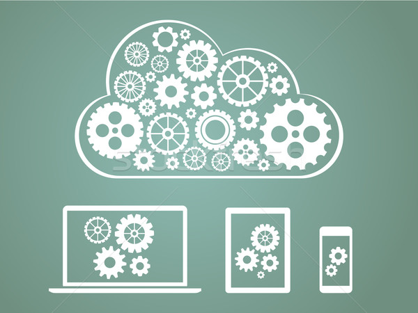 Cloud computing concept design - devices connected to cloud Stock photo © graphit