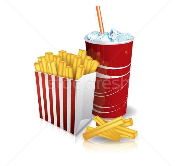 Egészségtelen étel sültkrumpli üdítő ital kövér piknik Stock fotó © graphit