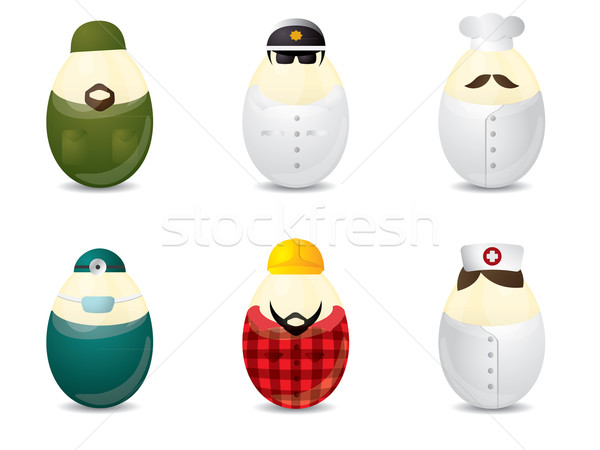 Stok fotoğraf: Paskalya · yumurtası · üniforma · Paskalya · kadın · çalışmak · yumurta