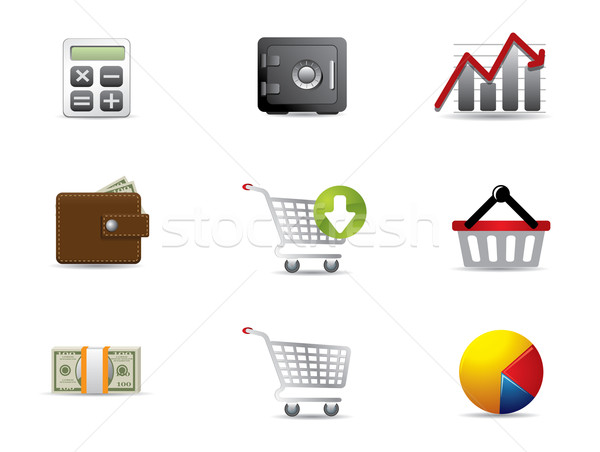 Negócio financiar os ícones do web empresário assinar caixa Foto stock © graphit