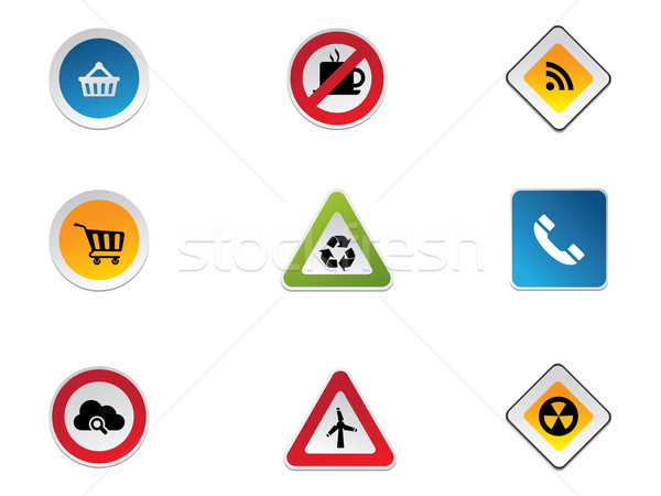 Indicatoare rutiere maşină cafea stradă semna călători Imagine de stoc © graphit