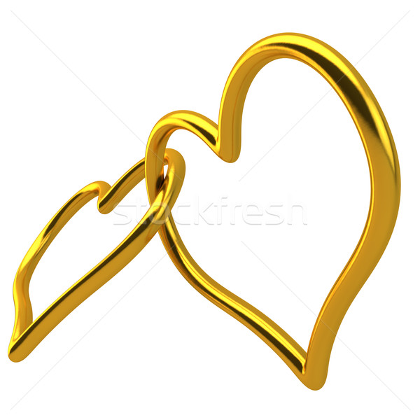 Love Heart Shaped Wedding Ring Linked Together Stock photo © grasycho