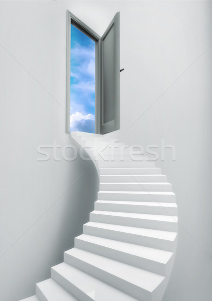 Ladder Stairs Heaven Door Freedom Blue Sky Stock photo © grasycho