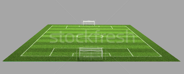 Terrain de football 3d illustration détaillée isolé gris herbe [[stock_photo]] © grasycho