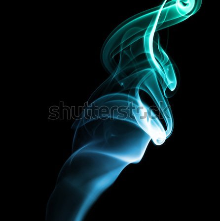 Blue Green Abstract Smoke on Black Background Stock photo © grasycho