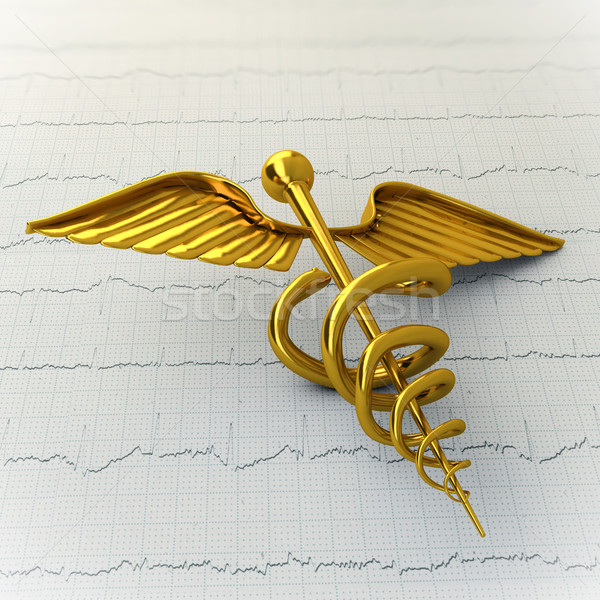 Golden Caduceus on Ecg - Ekg Paper - Medical Concept Illustratio Stock photo © grasycho