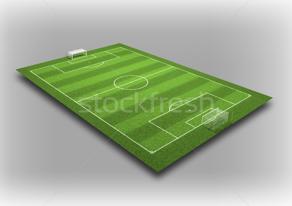 Terrain de football 3d illustration détaillée isolé gris herbe [[stock_photo]] © grasycho