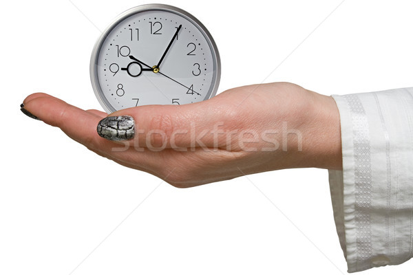 silver clock in a woman hand Stock photo © Grazvydas