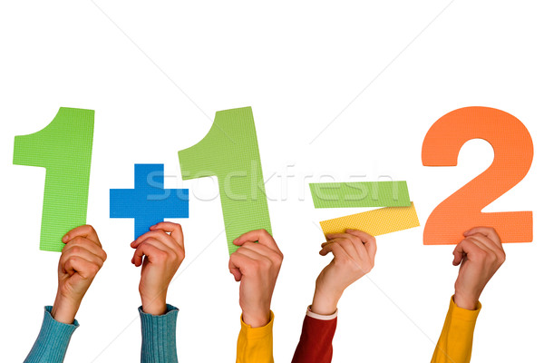 Hands showing simple mathematical equation Stock photo © Grazvydas