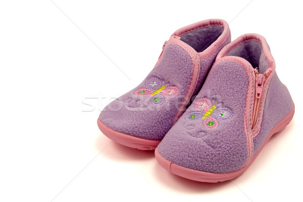 Stock photo: purple warm baby shoes