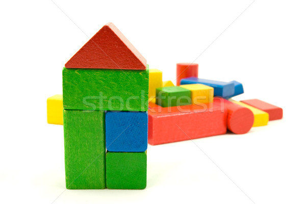 Colorido blocos de construção branco madeira construção Foto stock © Grazvydas