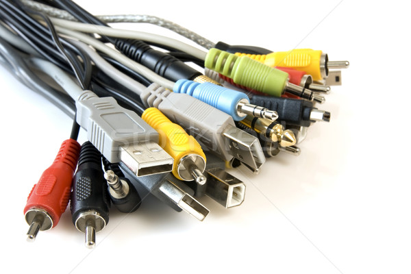 Kablolar beyaz bilgisayar teknoloji web Stok fotoğraf © Grazvydas