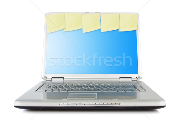 Netbook emlékeztető jegyzetek izolált fehér üzlet Stock fotó © Grazvydas