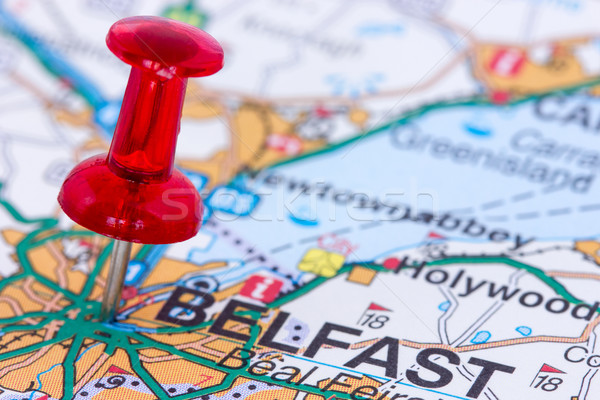 Işaret Belfast kırmızı kuzey İrlanda harita Stok fotoğraf © Grazvydas
