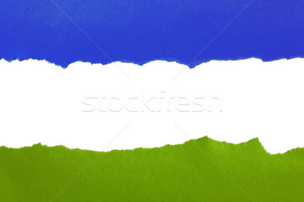 Yırtılmış mavi yeşil kâğıt uzay metin Stok fotoğraf © Grazvydas