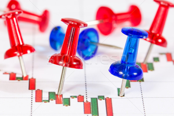 Graph with red and blue push-pins  Stock photo © Grazvydas