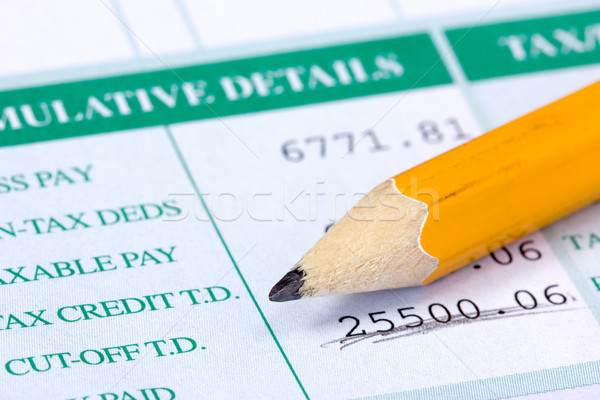 Pencil and report with monthly wage Stock photo © Grazvydas