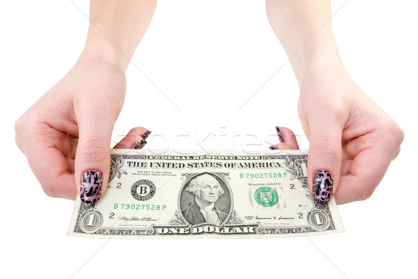 female showing one dollar bill Stock photo © Grazvydas