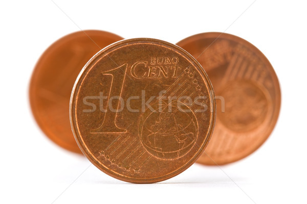 Drie munten een euro cent witte Stockfoto © Grazvydas