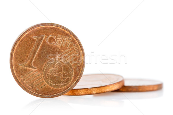 Bronzen euro cent munten reflectie witte Stockfoto © Grazvydas