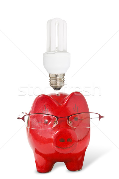 Piggy-bank with glasses and  light bulb Stock photo © Grazvydas