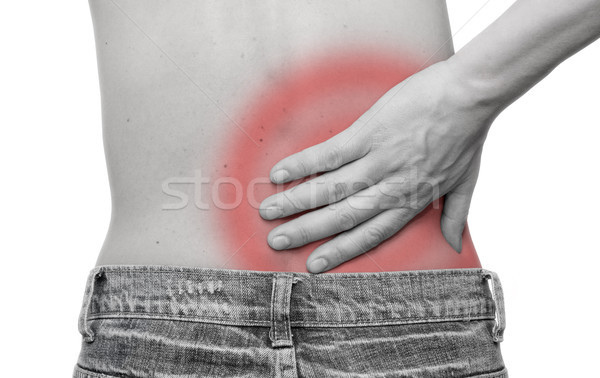 Rückenschmerzen Frau Leiden Schmerzen zurück Hand Stock foto © Grazvydas