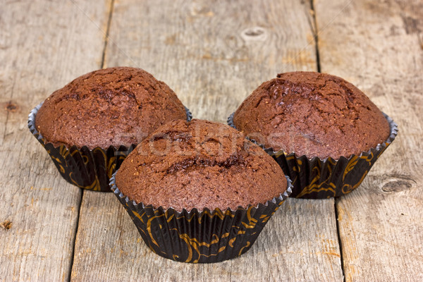 Three chocolate muffins Stock photo © Grazvydas