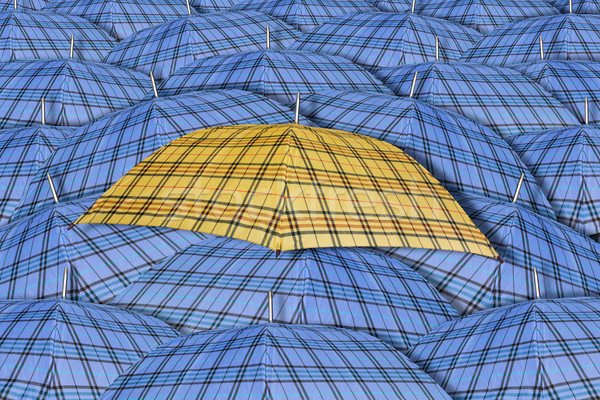 Liderem żółty parasol stałego na zewnątrz niebieski Zdjęcia stock © Grazvydas