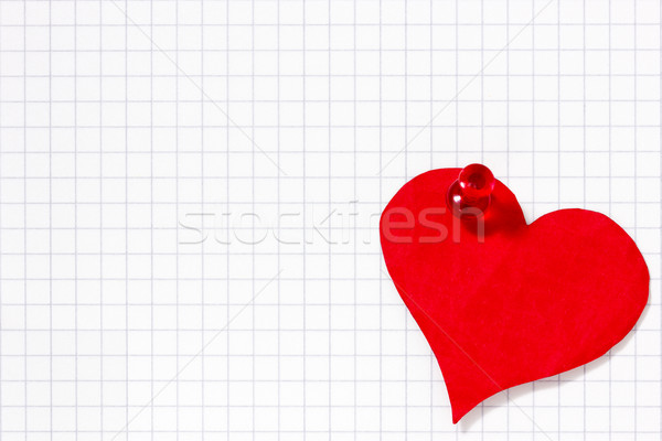Paper heart pinned to the  paper sheet Stock photo © Grazvydas