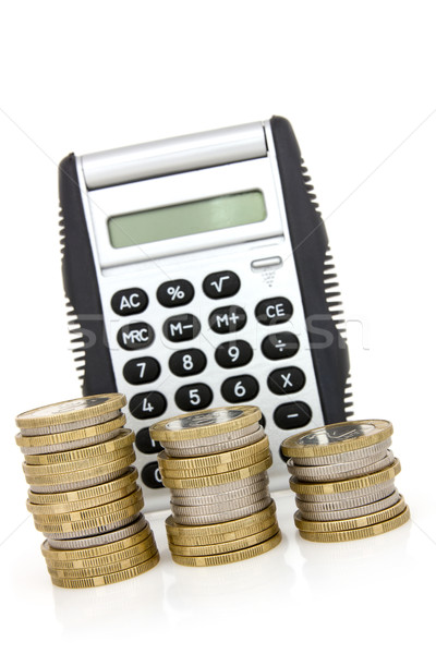  Stair of coins and calculator Stock photo © Grazvydas