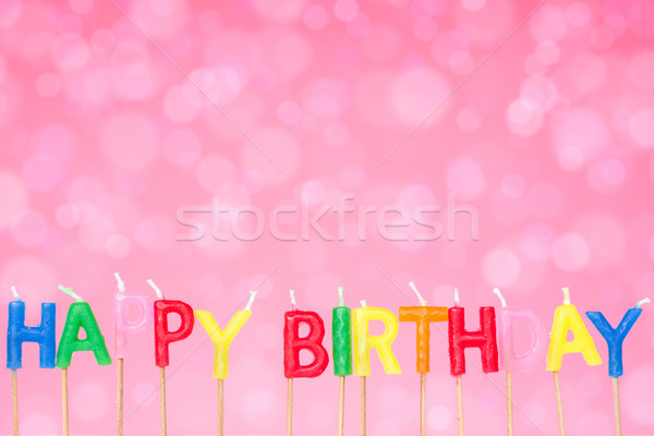 Bougies d'anniversaire rose joyeux anniversaire bougies fête [[stock_photo]] © Grazvydas