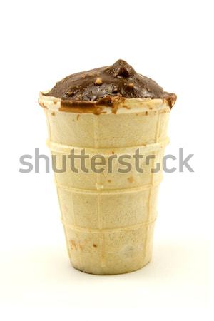 Casquinha de sorvete branco chocolate isolado sobremesa sorvete Foto stock © Grazvydas