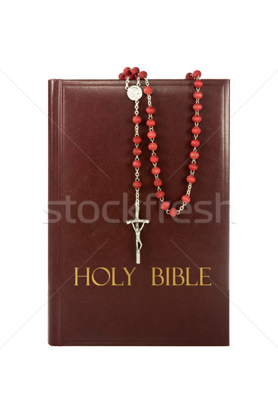 Biblia rosario aislado blanco iglesia Foto stock © Grazvydas