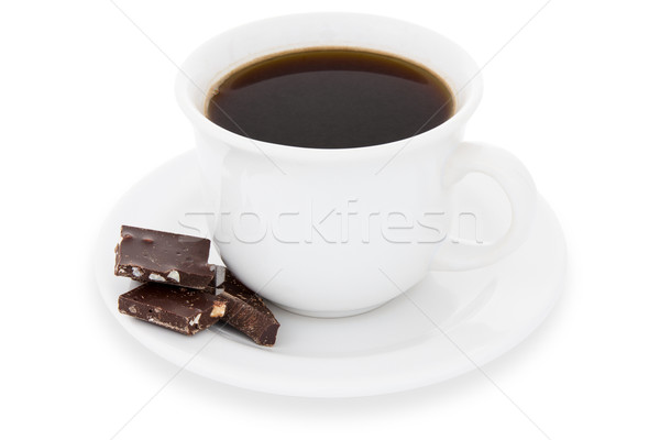 Stockfoto: Beker · zwarte · koffie · chocolade · plaat · drinken · cafe