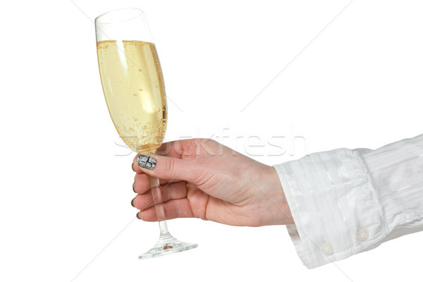 female hand with glass of champagne Stock photo © Grazvydas