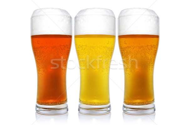 Stock photo: Three glasses with different beers 