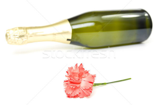 Clavel flor botella champán rojo fiesta Foto stock © Grazvydas