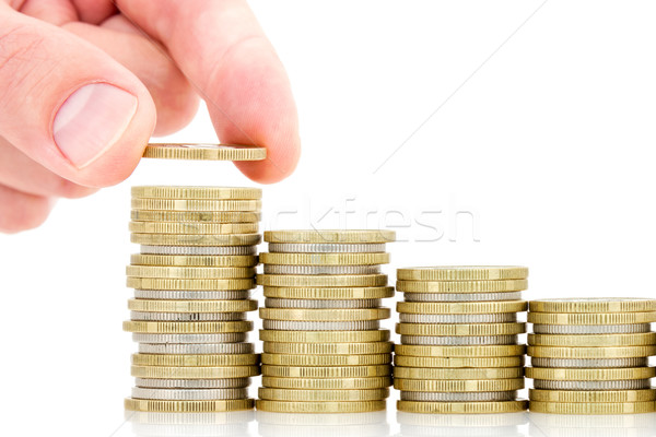 Inwestycja wzrostu strony monet biały Zdjęcia stock © Grazvydas