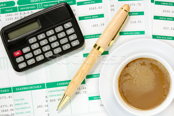 工作場所 商人 計算器 一杯咖啡 環境 金融 商業照片 © Grazvydas