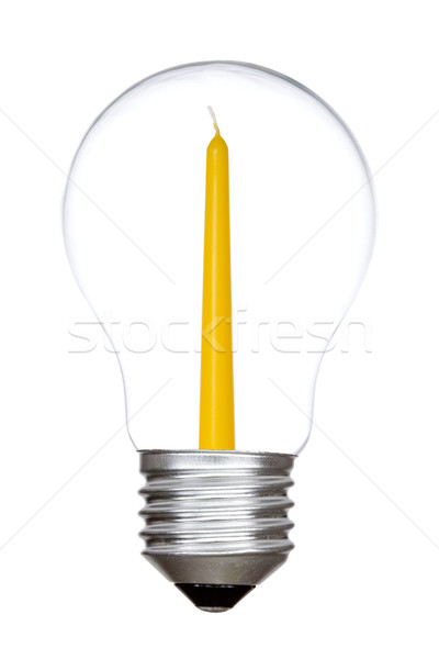 Gloeilamp kaars binnenkant geïsoleerd witte licht Stockfoto © Grazvydas