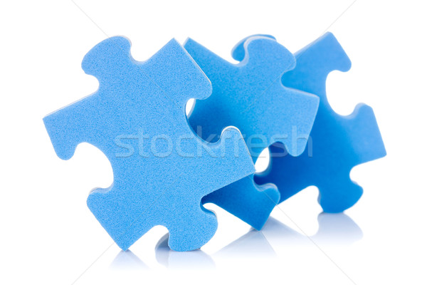 Trzy puzzle biały refleksji puzzle budować Zdjęcia stock © Grazvydas
