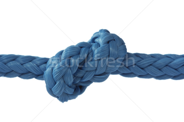 Stock photo: blue rope with knot