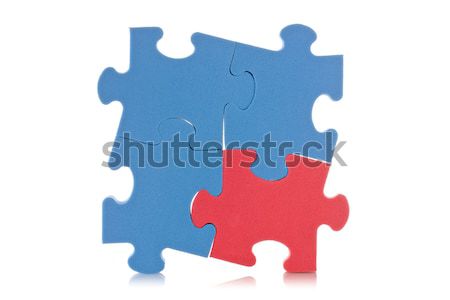 Individualiteit Blauw puzzel teken een Rood Stockfoto © Grazvydas