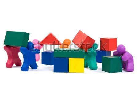 Plastikowe zabawki cegieł kolorowy odizolowany biały Zdjęcia stock © Grazvydas